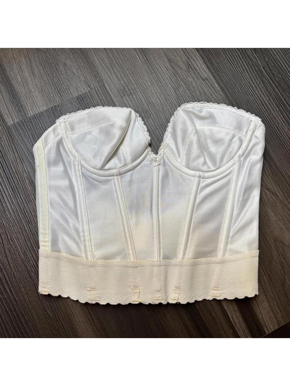 Vintage Carnival Strapless Bra Corset  Size 34A Bustier White Boned Underwire